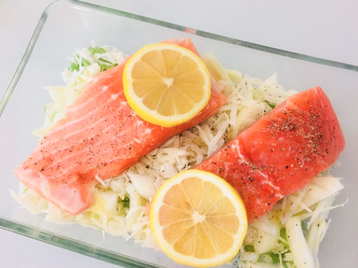 Zalm met venkel en selder