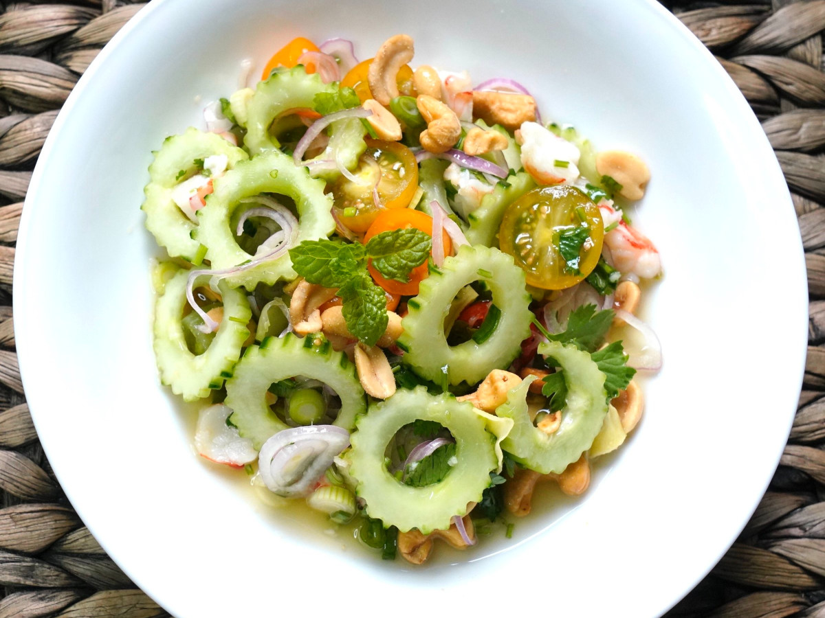 Thaise komkommersalade met garnalen